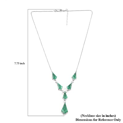 Emeraldine Quartz (Triplet) and White Zircon Necklace 18 Inches in Platinum Over Sterling Silver 18.70 ctw