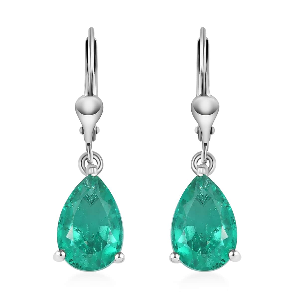 Emeraldine Quartz (Triplet) Drop Earrings in Platinum Over Sterling Silver 6.85 ctw image number 0