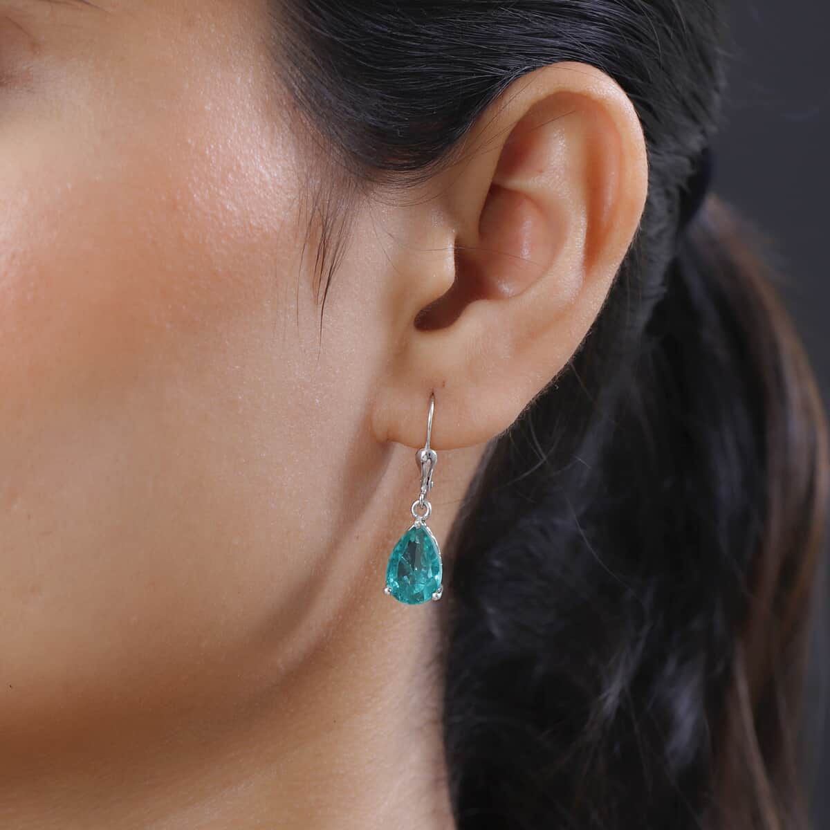 Emeraldine Quartz (Triplet) Drop Earrings in Platinum Over Sterling Silver 6.85 ctw image number 2