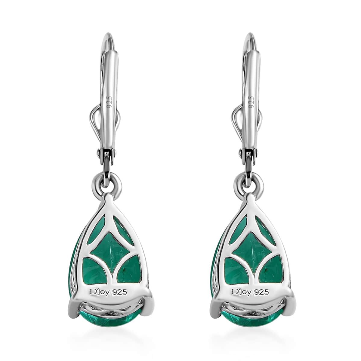 Emeraldine Quartz (Triplet) Drop Earrings in Platinum Over Sterling Silver 6.85 ctw image number 3
