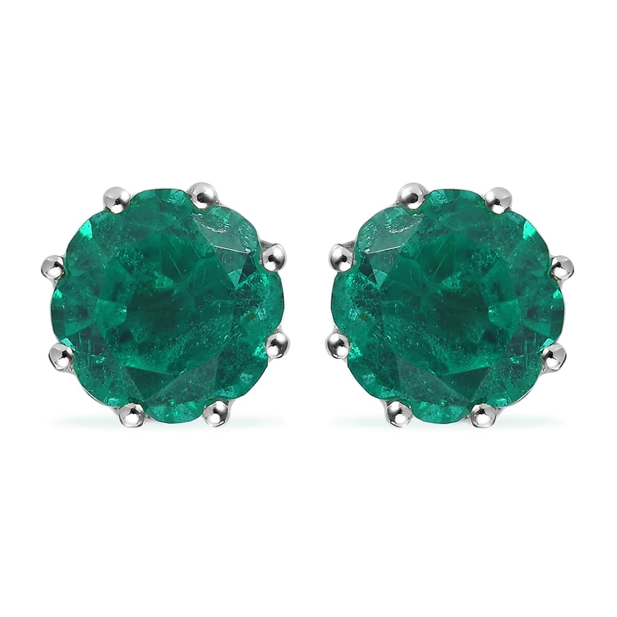 Emeraldine Quartz (Triplet) Stud Earrings in Platinum Over Sterling Silver 8.00 ctw image number 0