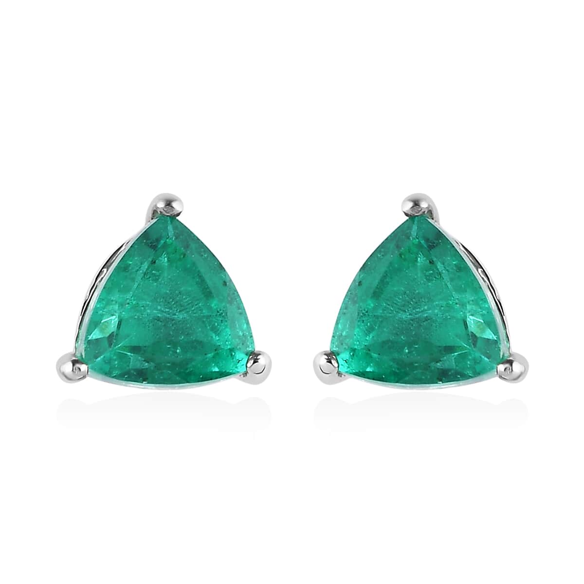 Emeraldine Quartz (Triplet) Solitaire Stud Earrings in Platinum Over Sterling Silver 2.85 ctw image number 0