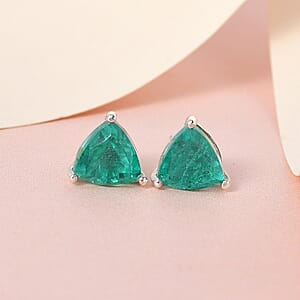 Emeraldine Quartz (Triplet) Solitaire Stud Earrings in Platinum Over Sterling Silver 2.85 ctw