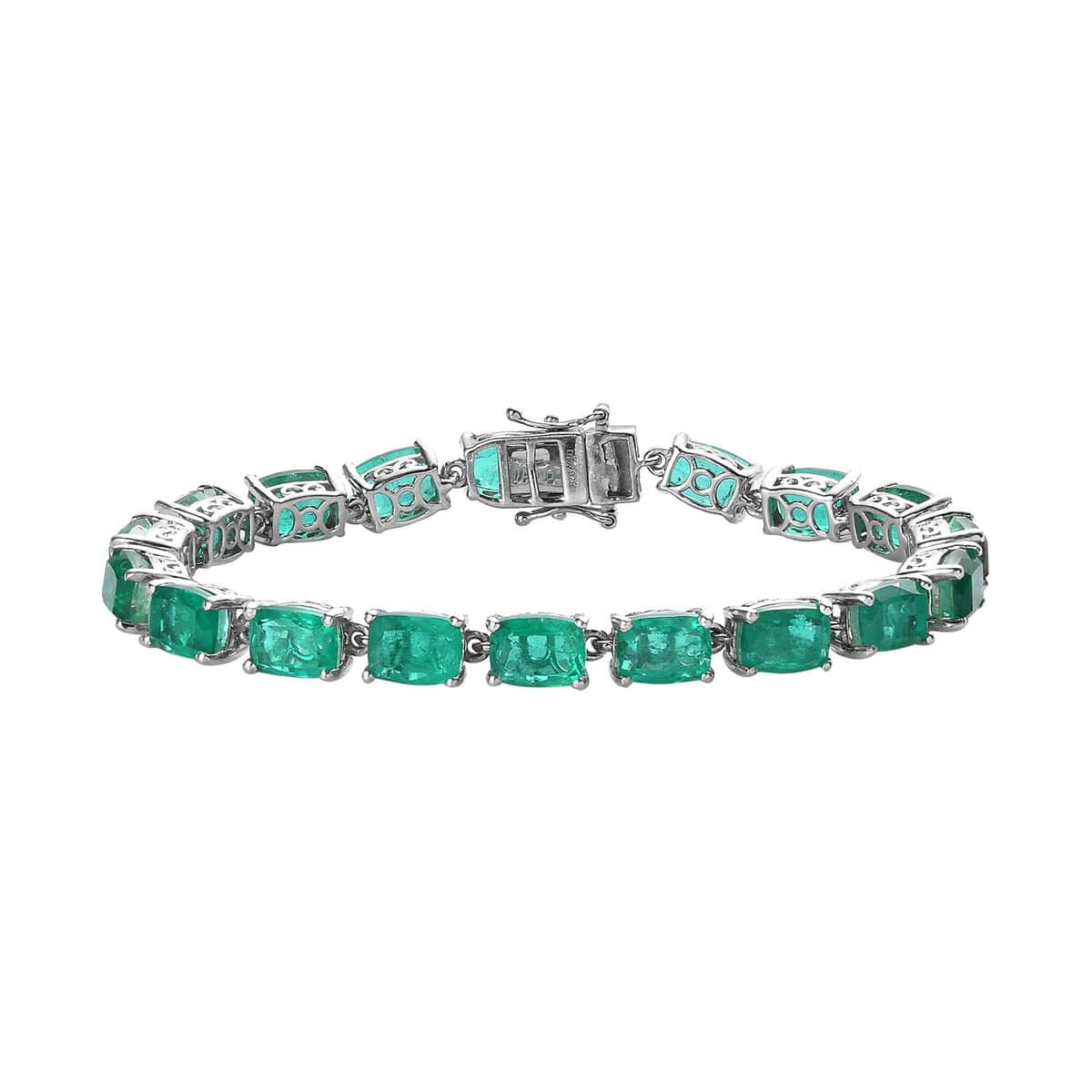 Emeraldine Quartz (Triplet) Tennis Bracelet in Platinum Over Sterling Silver (6.50 In) 28.65 ctw image number 0