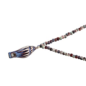 Multi Color Ceramic Beaded Whistle Pendant Necklace in Silvertone 22-24 Inches