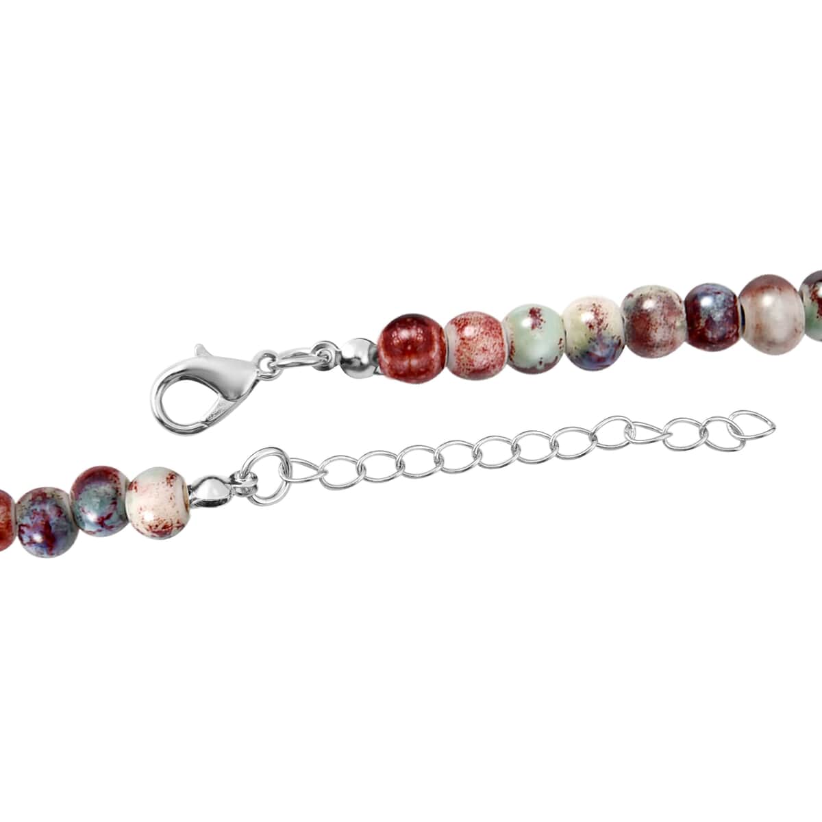 Multi Color Ceramic Beaded Whistle Pendant Necklace in Silvertone 22-24 Inches image number 4