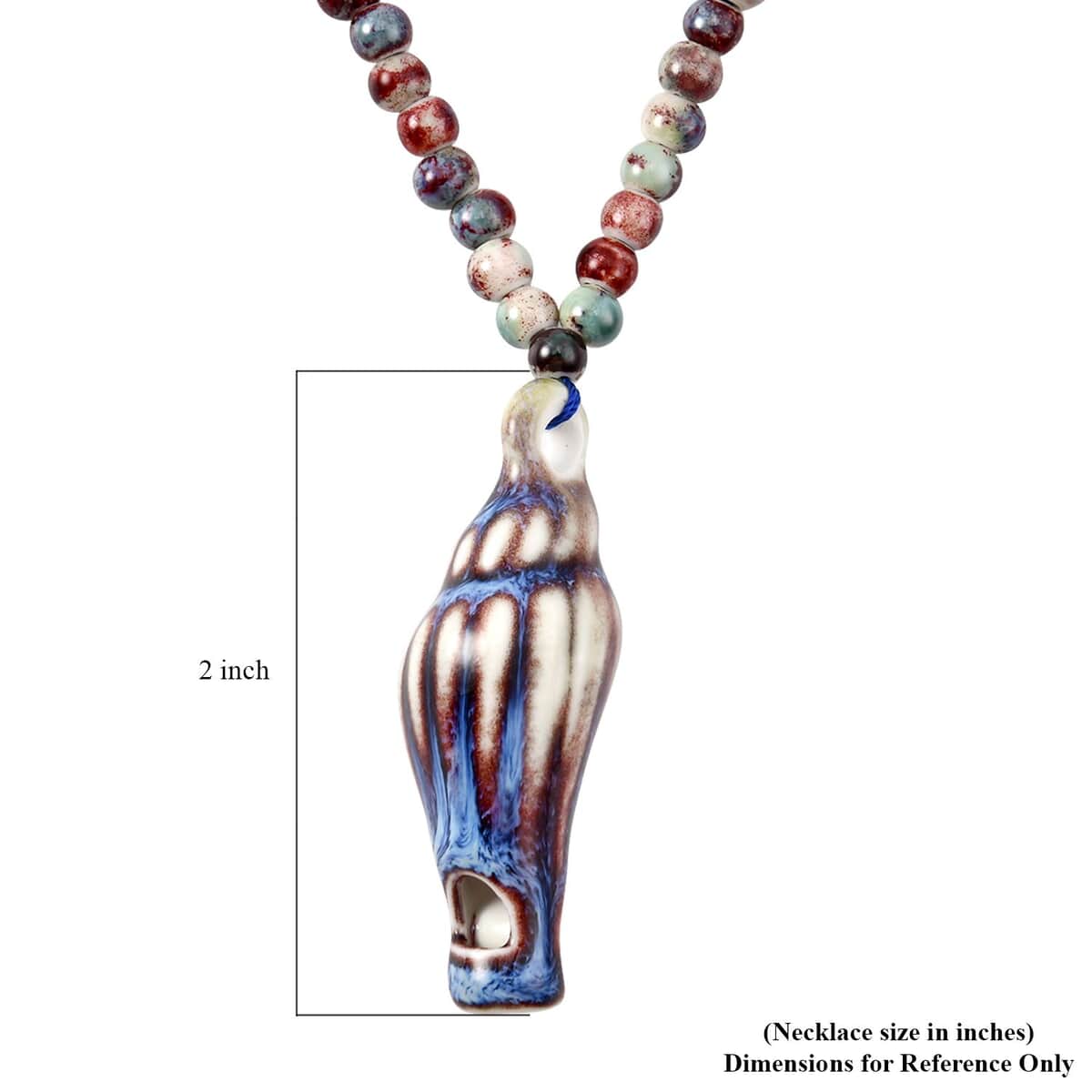 Multi Color Ceramic Beaded Whistle Pendant Necklace in Silvertone 22-24 Inches image number 5