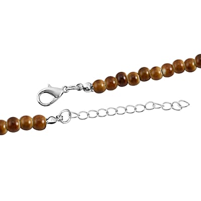 Brown Color Ceramic Beaded Whistle Pendant Necklace 22-24 Inches in Silvertone