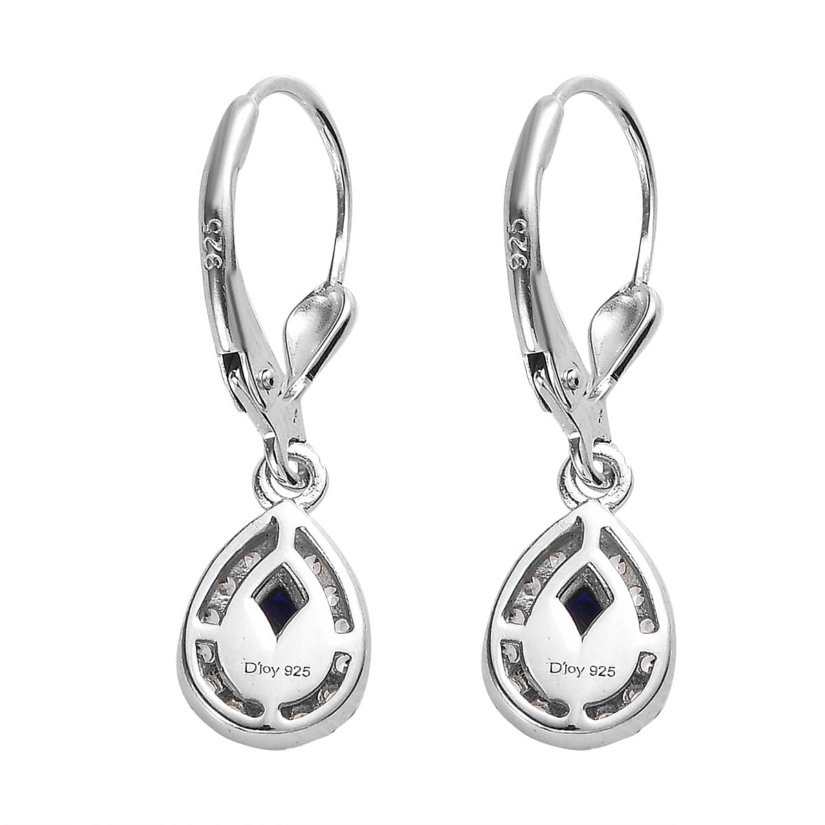Tanzanian Blue Spinel (DF) and White Zircon Lever Back Earrings in Platinum Over Sterling Silver 1.25 ctw