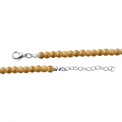 Yellow Color Ceramic Beaded Whistle Pendant Necklace 22-24 Inches in Silvertone