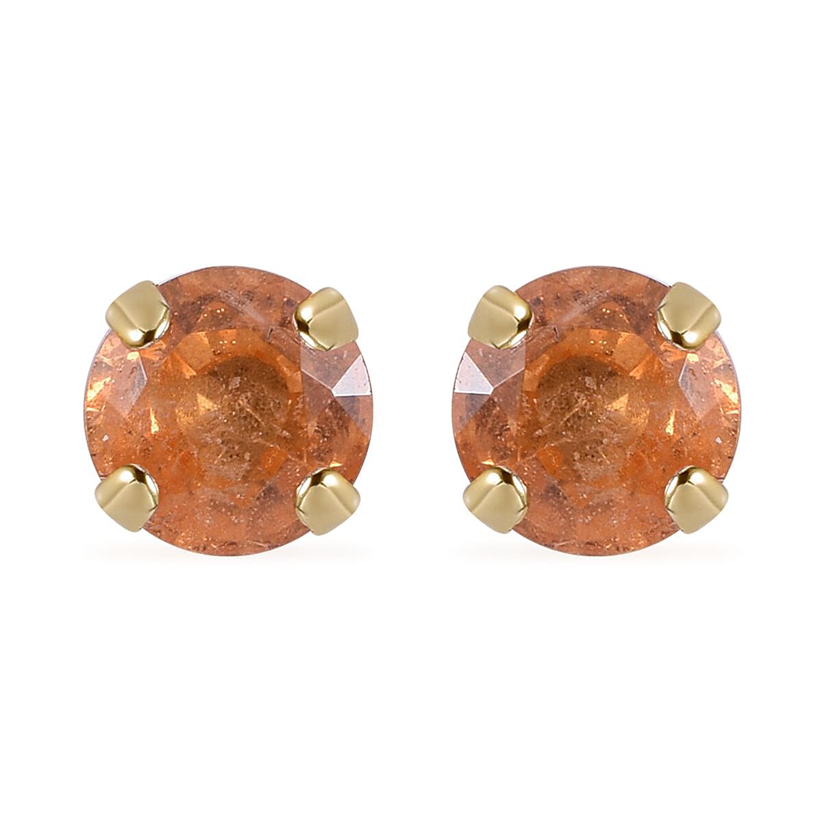 Luxoro 10K Yellow Gold Premium Viceroy Spessartine Garnet Solitaire Stud Earrings 1.00 ctw