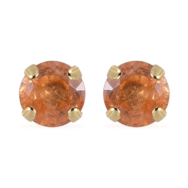 Luxoro 10K Yellow Gold Premium Viceroy Spessartine Garnet Solitaire Stud Earrings 1.00 ctw