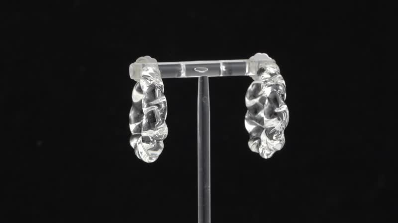 White Murano Style Twisted Hoop Earrings in Stainless Steel
