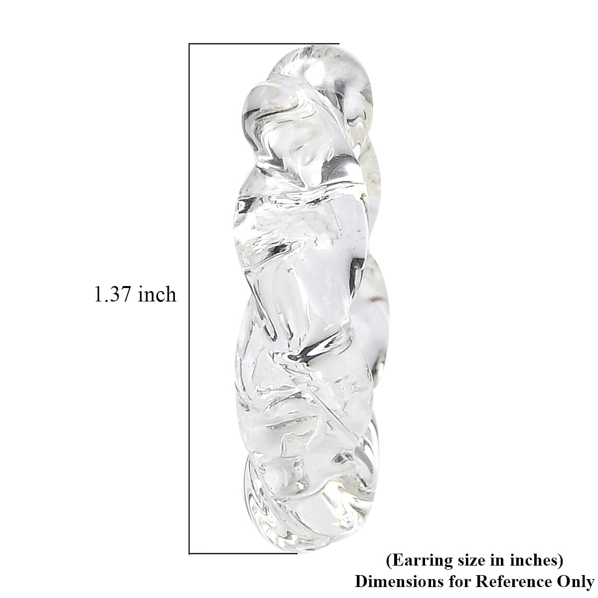 White Murano Style Twisted Hoop Earrings in Stainless Steel