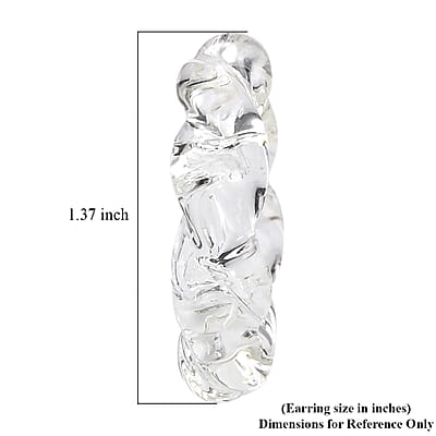 White Murano Style Twisted Hoop Earrings in Stainless Steel
