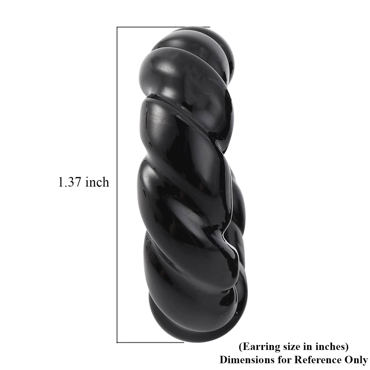 Black Murano Style Twisted Hoop Earrings in Stainless Steel image number 4