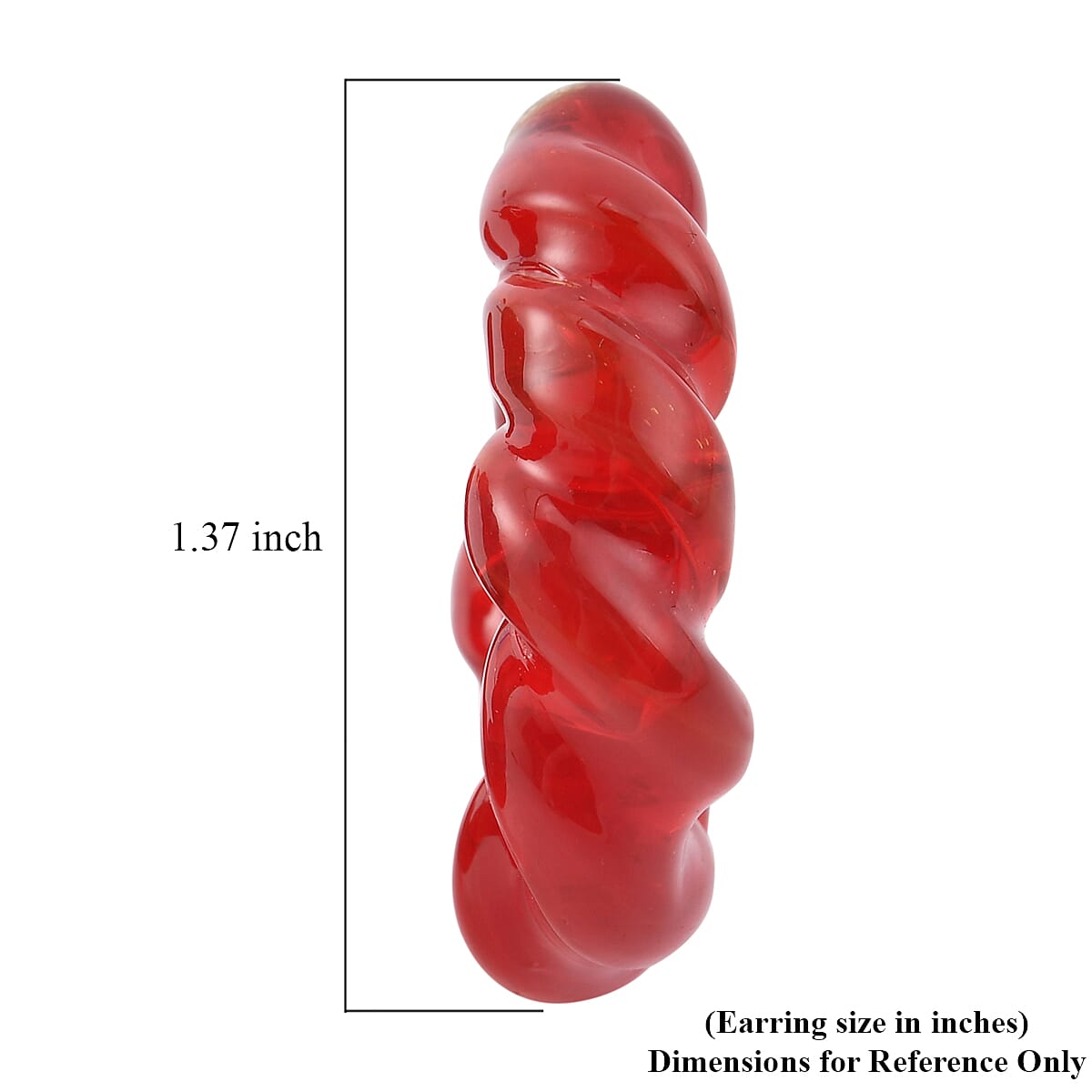 Red Murano Style Twisted Hoop Earrings in Stainless Steel image number 4