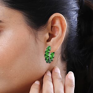 Green Murano Style Twisted Hoop Earrings in Stainless Steel