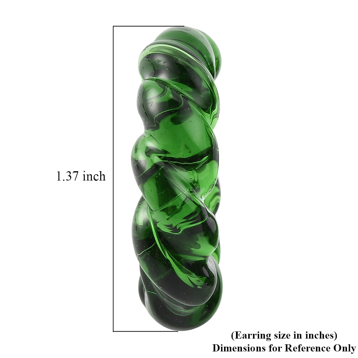 Green Murano Style Twisted Hoop Earrings in Stainless Steel image number 4