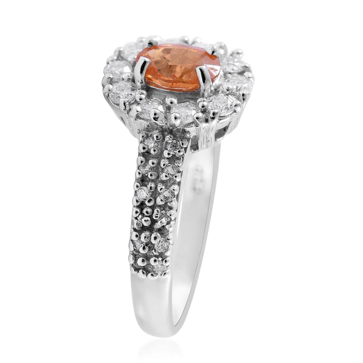 Viceroy Spessartine Garnet and Moissanite Halo Ring in Platinum Over Sterling Silver 1.00 ctw image number 2