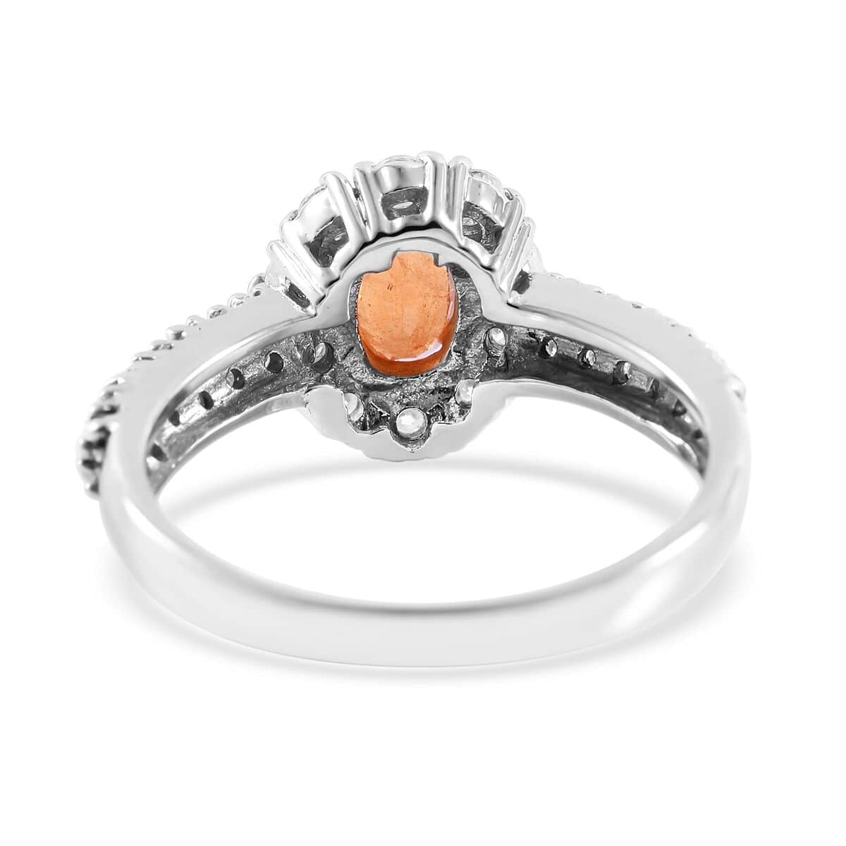 Viceroy Spessartine Garnet and Moissanite Halo Ring in Platinum Over Sterling Silver 1.00 ctw image number 3