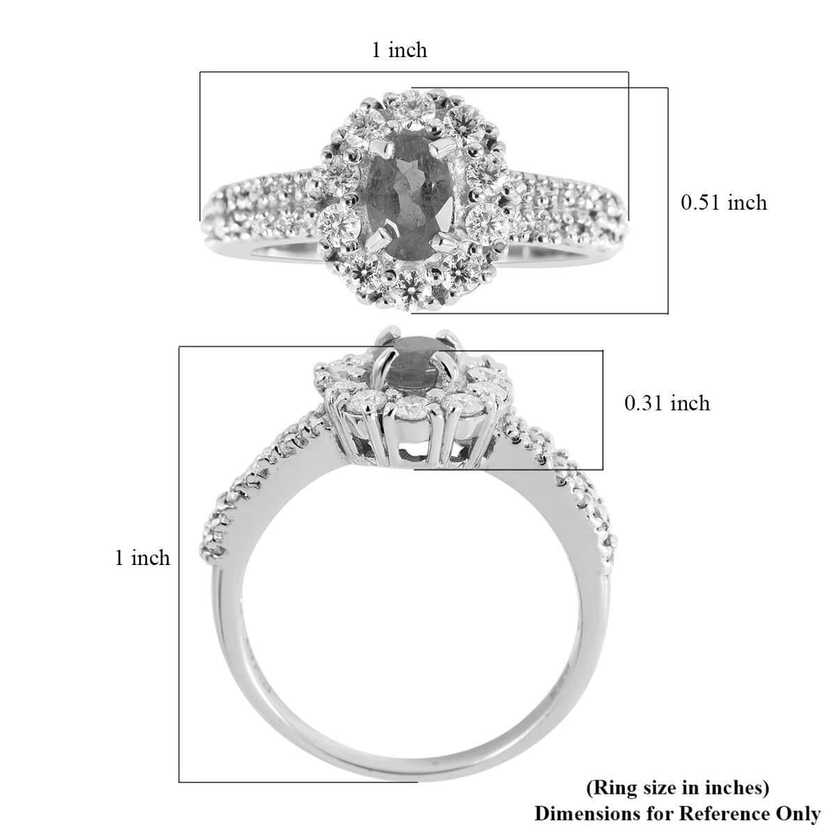 Viceroy Spessartine Garnet and Moissanite Halo Ring in Platinum Over Sterling Silver 1.00 ctw image number 4