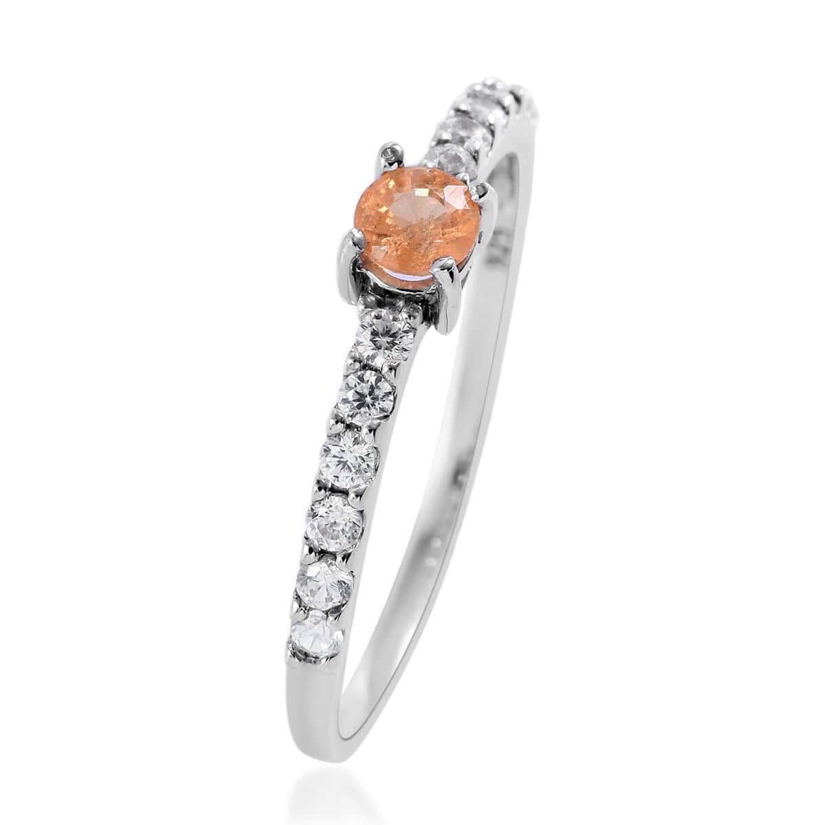 Viceroy Spessartine Garnet and Natural White Zircon Ring in Platinum Over Sterling Silver 0.75 ctw image number 2