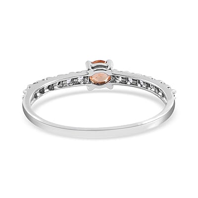 Viceroy Spessartine Garnet and White Zircon Ring in Platinum Over Sterling Silver (Size 5.0) 0.75 ctw