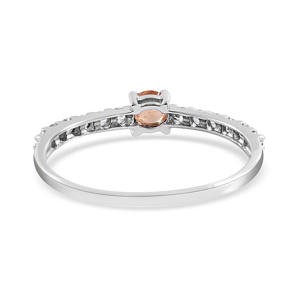 Viceroy Spessartine Garnet and White Zircon Ring in Platinum Over Sterling Silver (Size 5.0) 0.75 ctw