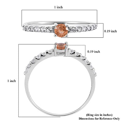 Viceroy Spessartine Garnet and White Zircon Ring in Platinum Over Sterling Silver (Size 5.0) 0.75 ctw