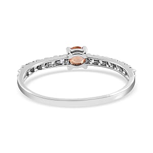Viceroy Spessartine Garnet and White Zircon Ring in Platinum Over Sterling Silver (Size 8.0) 0.75 ctw