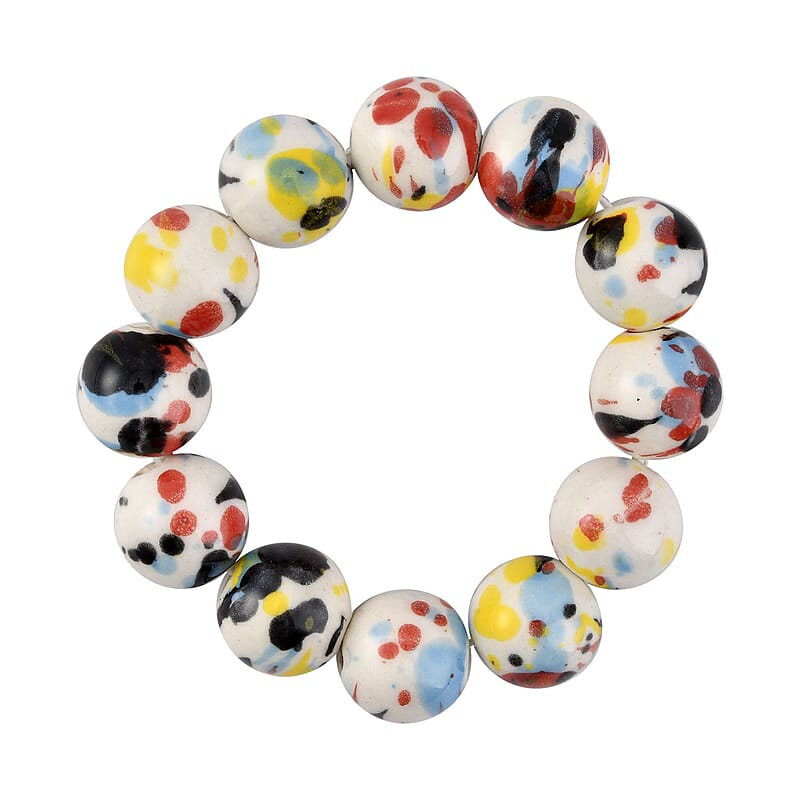 Multi Color Ceramic Beaded Stretch Bracelet