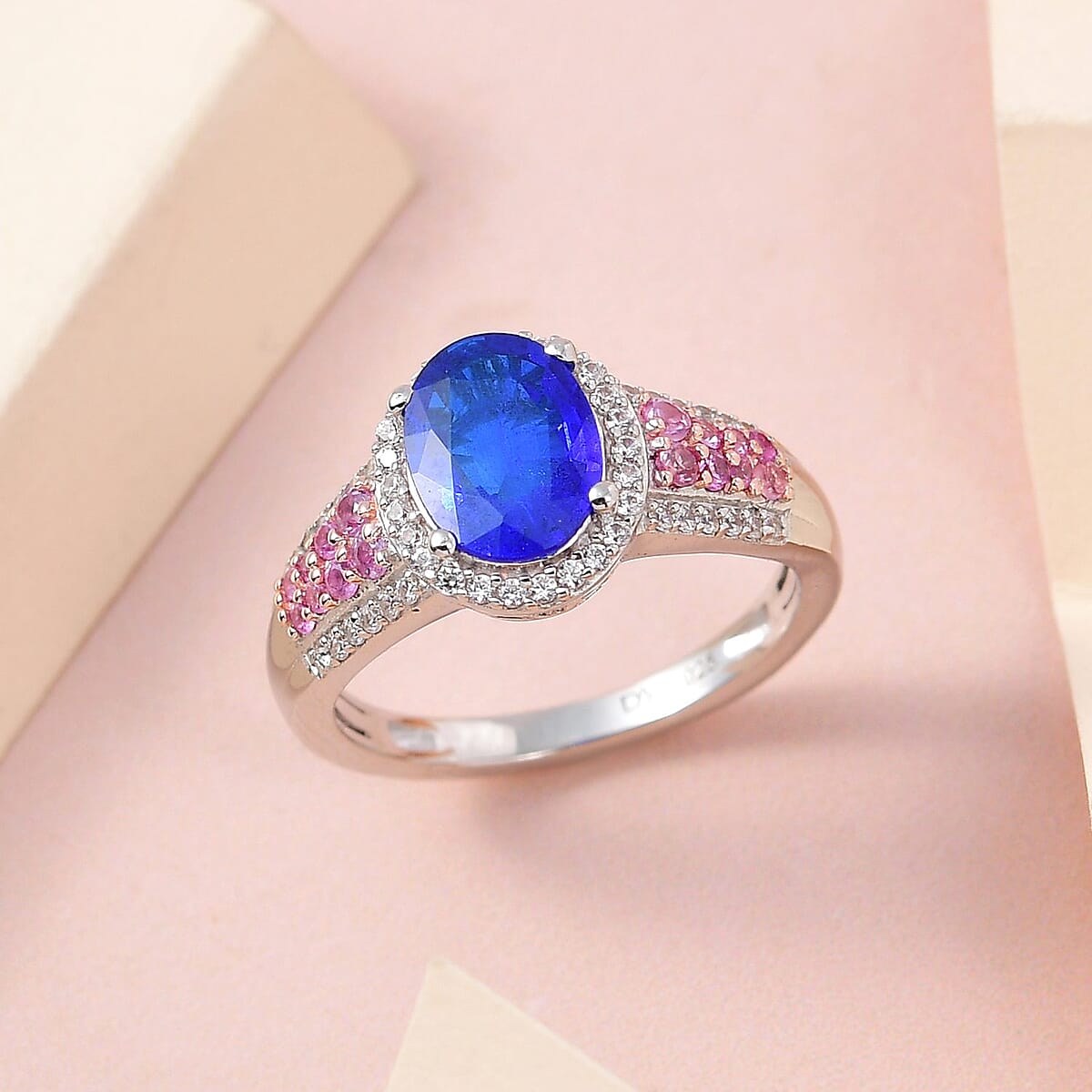 Premium Tanzanian Blue Spinel, Multi Gemstone Ring in Platinum Over Sterling Silver (Size 10.0) 3.25 ctw image number 1