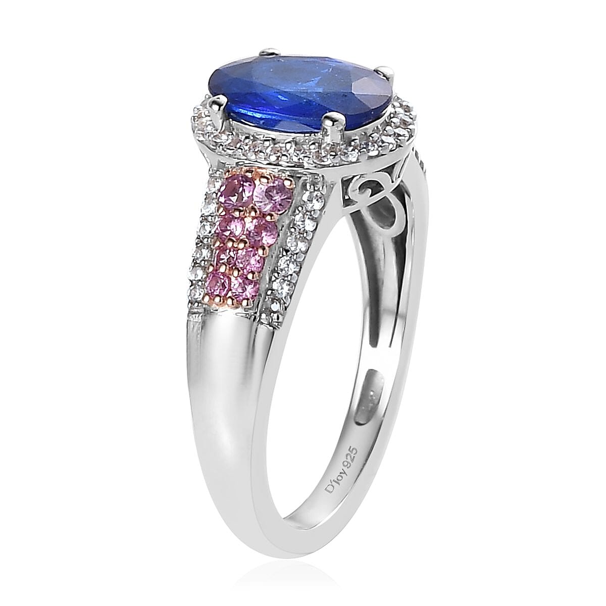 Premium Tanzanian Blue Spinel, Multi Gemstone Ring in Platinum Over Sterling Silver (Size 10.0) 3.25 ctw image number 3