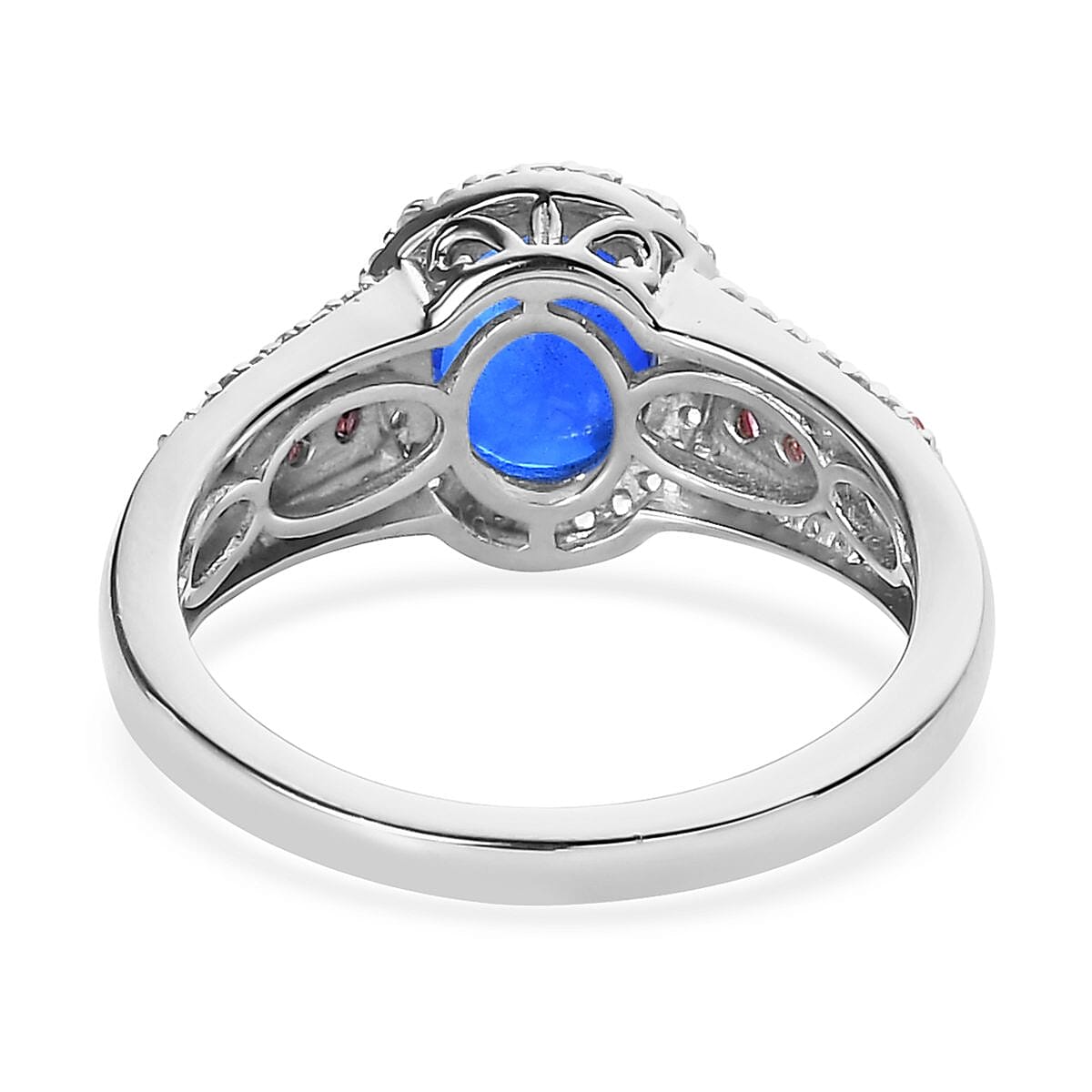 Premium Tanzanian Blue Spinel, Multi Gemstone Ring in Platinum Over Sterling Silver (Size 10.0) 3.25 ctw image number 4