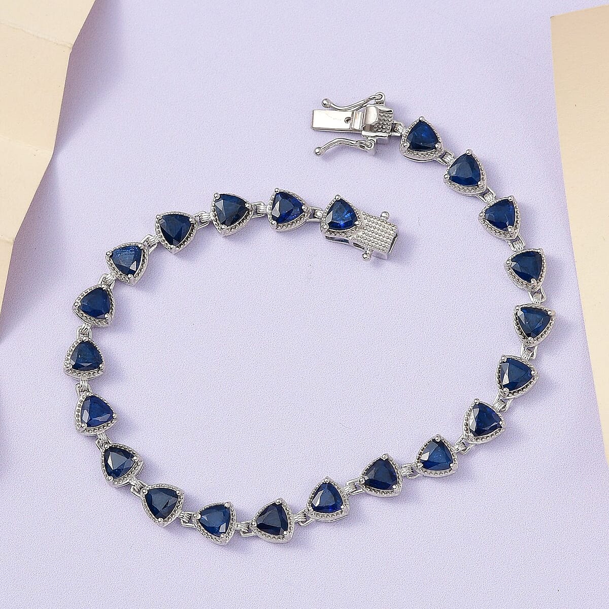 Tanzanian Blue Spinel (DF) Link Bracelet in Platinum Over Sterling Silver (6.50 In) 9.50 Grams 9.00 ctw image number 1