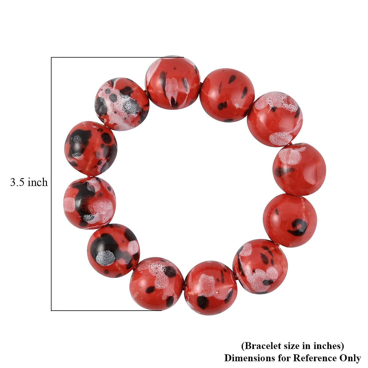 Red Ceramic Beaded Stretch Bracelet image number 3