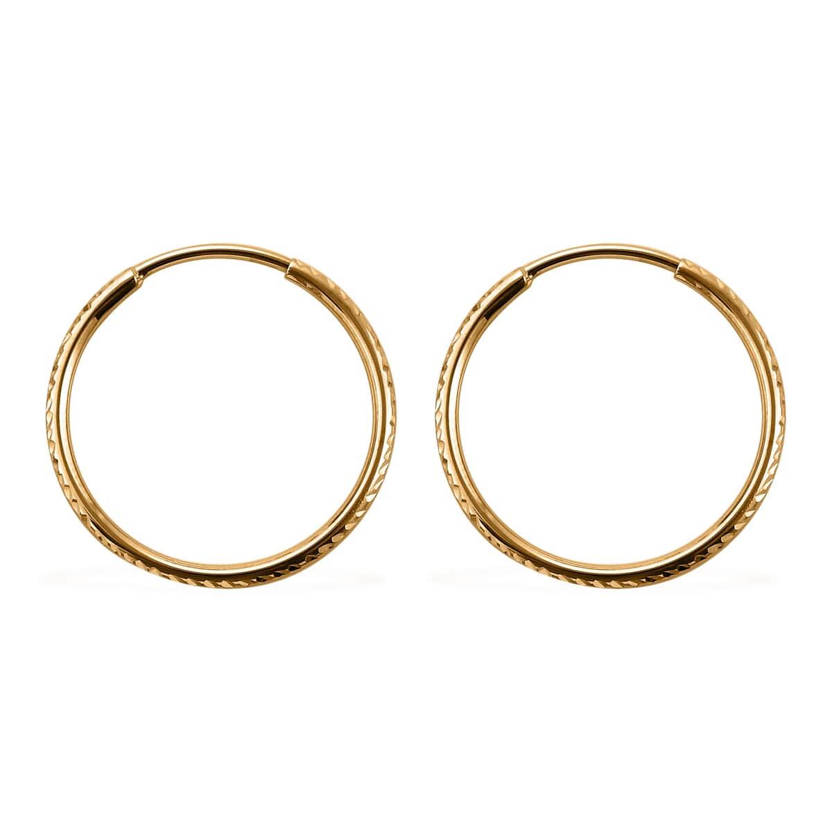 10K Yellow Gold Diamond-Cut Hoop Earrings 1.1 g image number 3