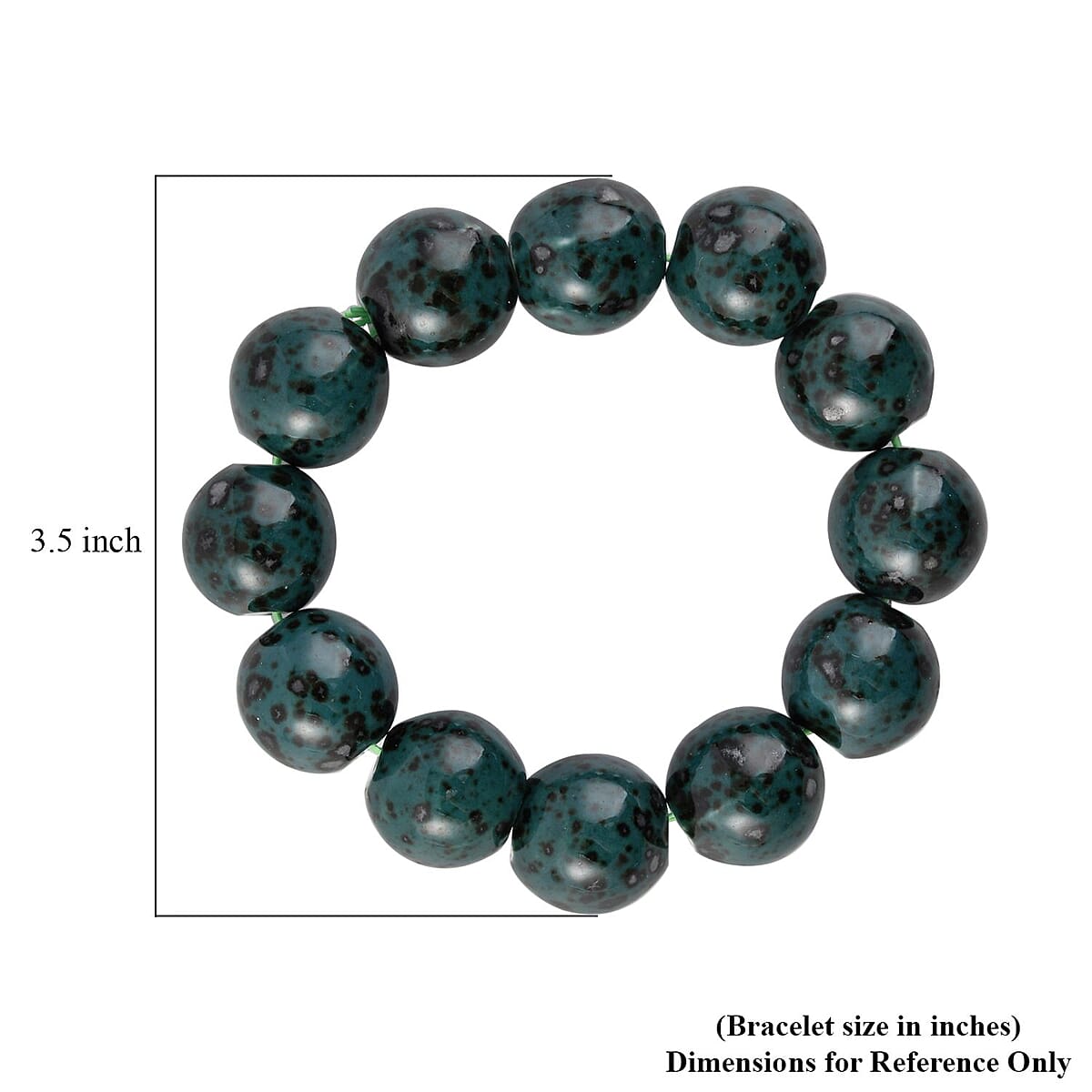 Green Ceramic Beaded Stretch Bracelet image number 3
