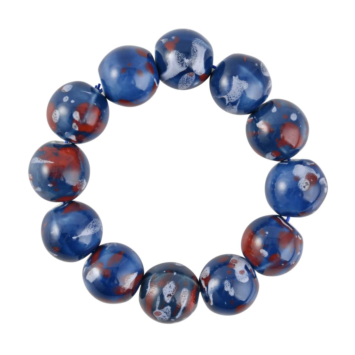 Blue Ceramic Beaded Stretch Bracelet image number 0