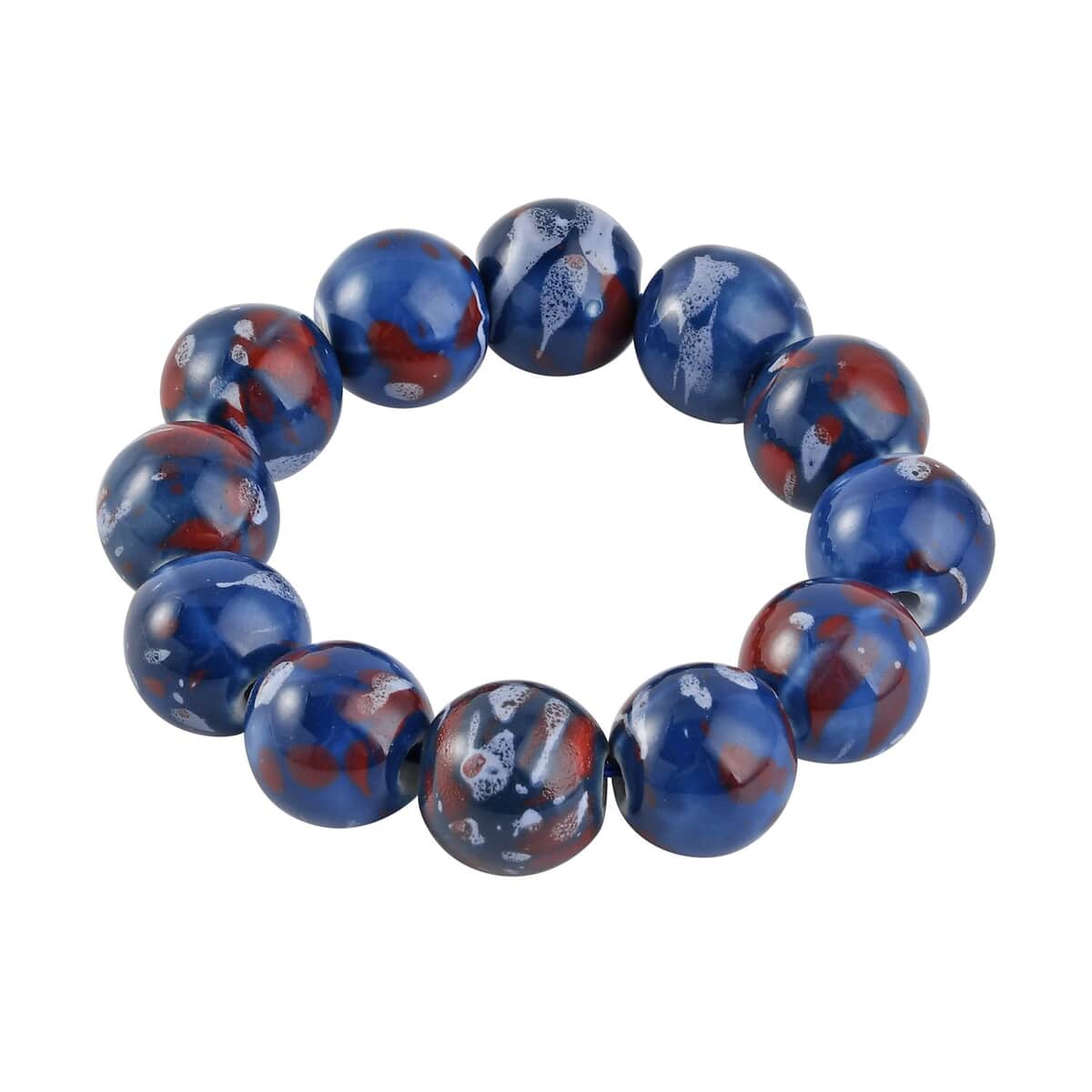 Blue Ceramic Beaded Stretch Bracelet image number 2