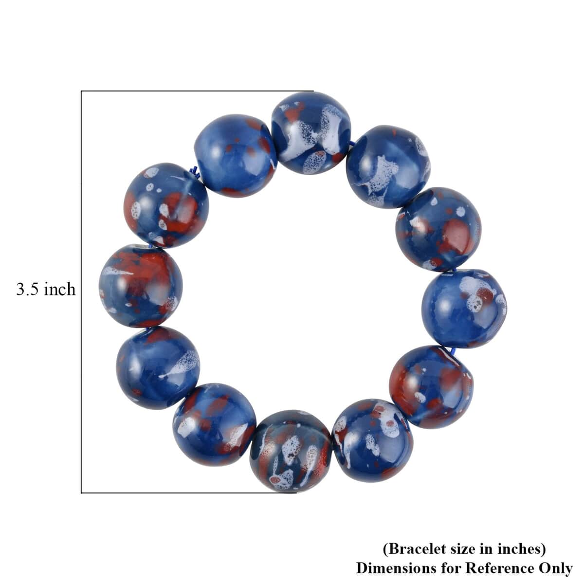 Blue Ceramic Beaded Stretch Bracelet image number 3