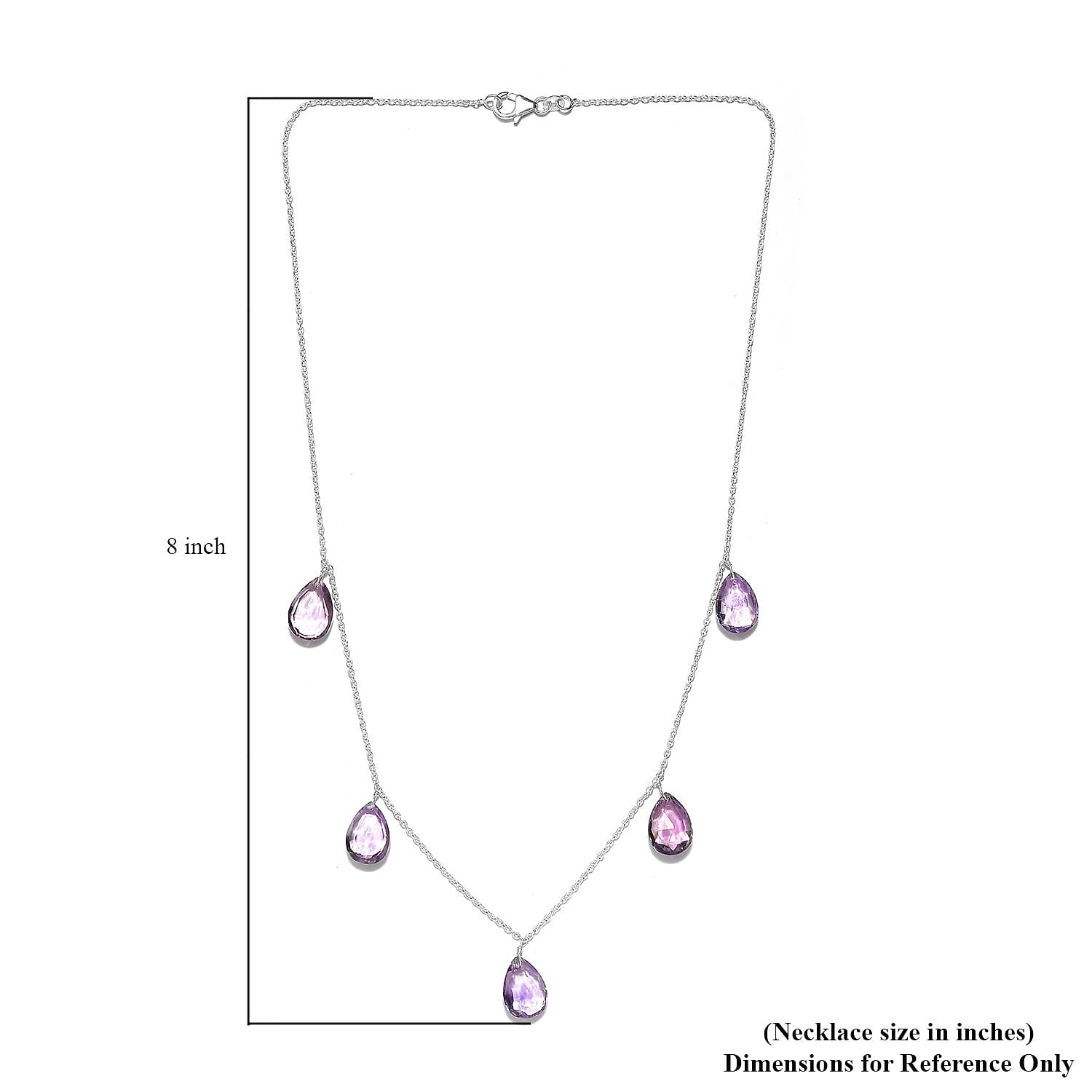 Rose De France Amethyst Station Necklace 20 Inches in Sterling Silver 24.25 ctw