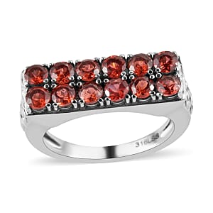 Mozambique Garnet Ring in Stainless Steel (Size 10.0) 1.75 ctw