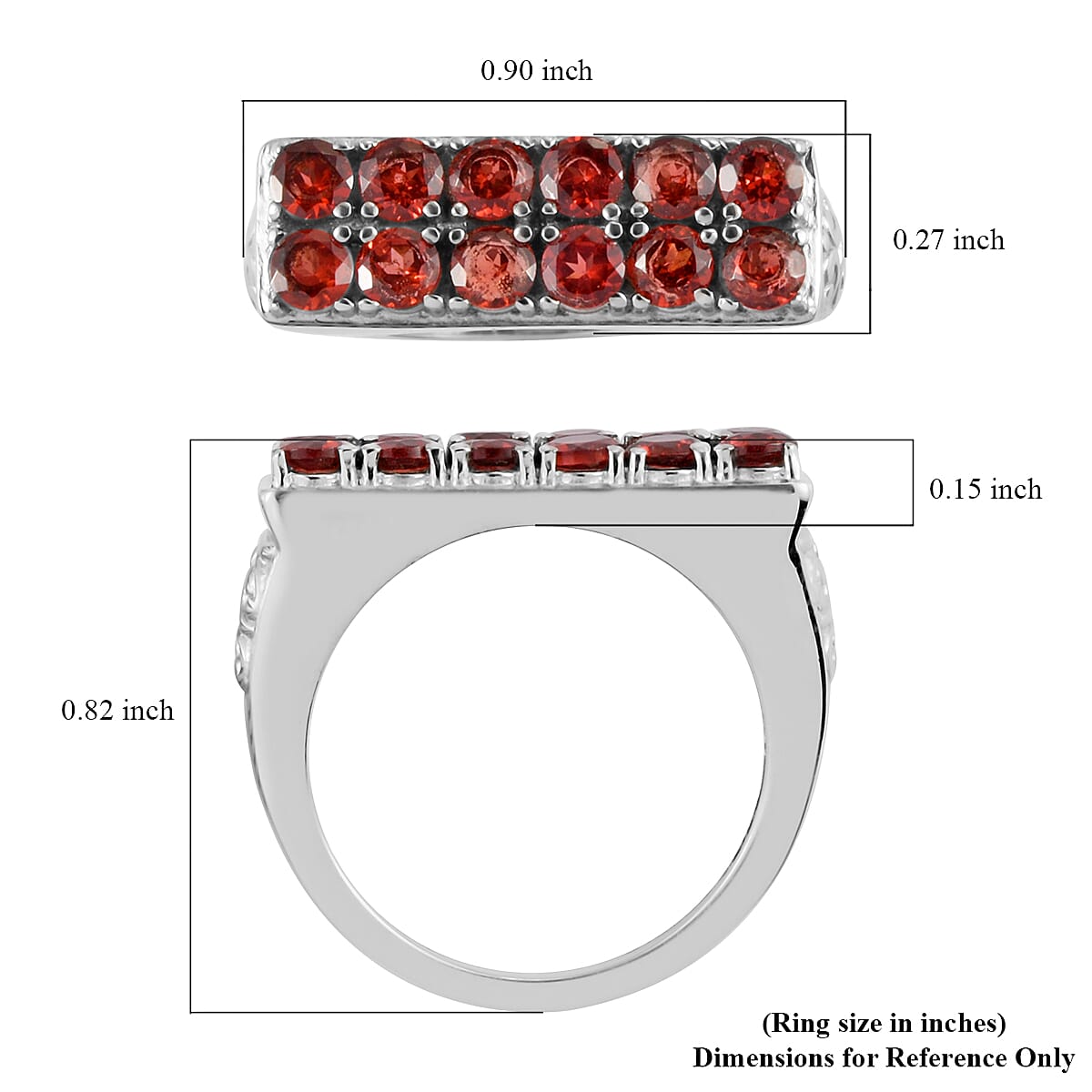 Mozambique Garnet Ring in Stainless Steel (Size 10.0) 1.75 ctw