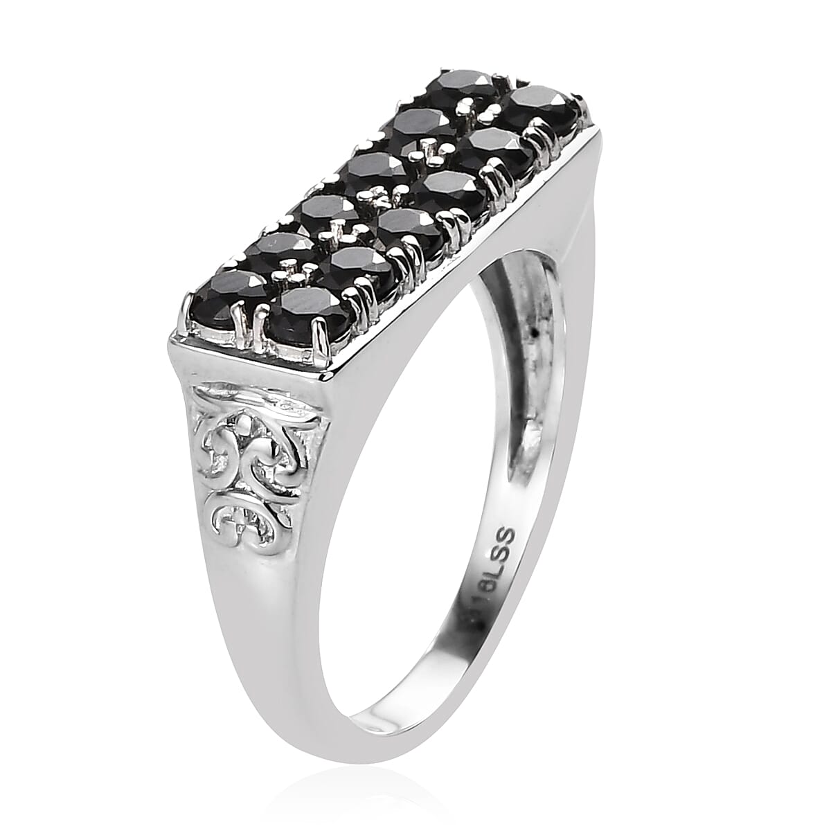 Thai Black Spinel Ring in Stainless Steel (Size 7.0) 1.75 ctw | Tarnish-Free, Waterproof, Sweat Proof Jewelry image number 3