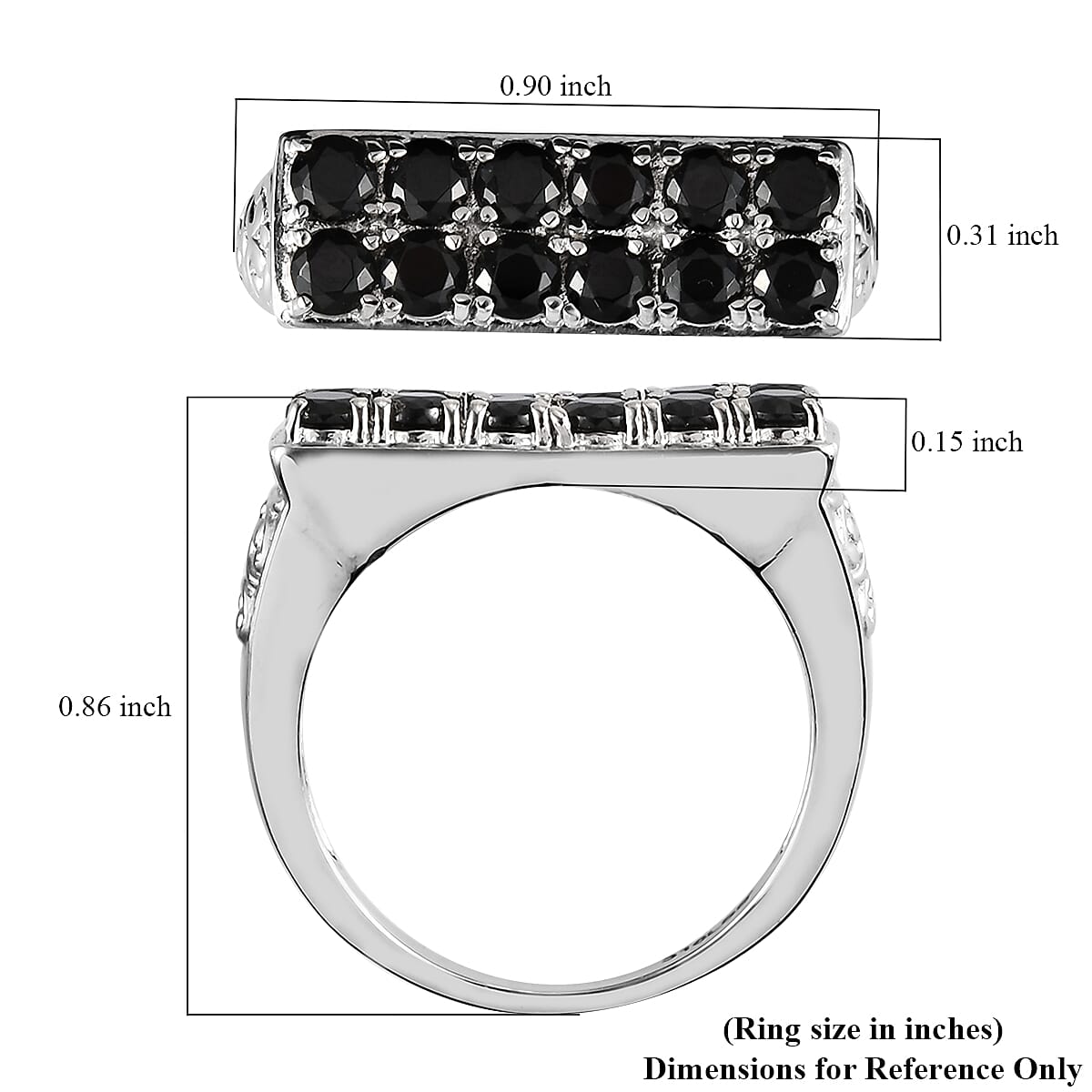 Thai Black Spinel Ring in Stainless Steel (Size 7.0) 1.75 ctw | Tarnish-Free, Waterproof, Sweat Proof Jewelry image number 5