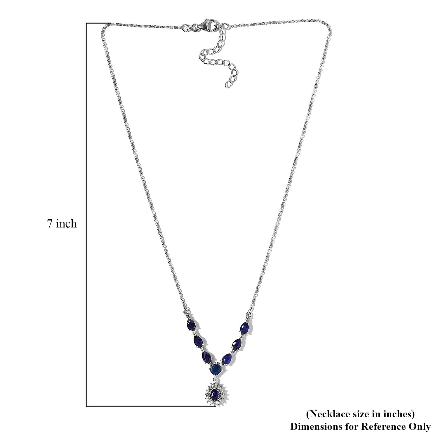 Tanzanian Blue Spinel(DF) and White Zircon Necklace 18 Inches in Platinum Over Sterling Silver 4.25 ctw