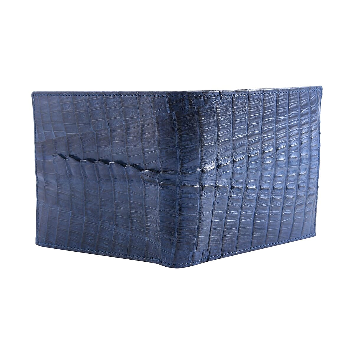 River Navy Blue Genuine Crocodile Leather Wallet image number 3