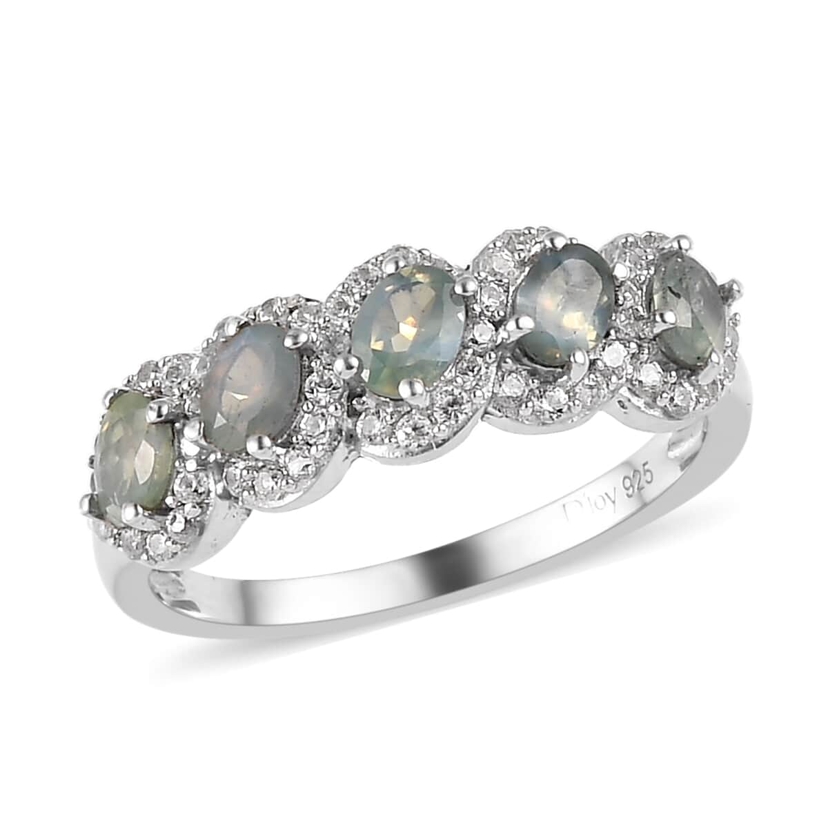 Narsipatnam Alexandrite and Natural White Zircon Ring in Platinum Over Sterling Silver 1.65 ctw (Delivery in 5-7 Business Days) image number 0